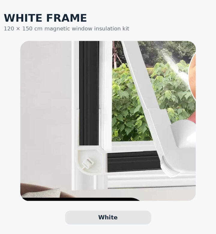 Magnetic Window Insulation Kit with Auto-Lock Corners – Clear EVA, 120 x 150 cm